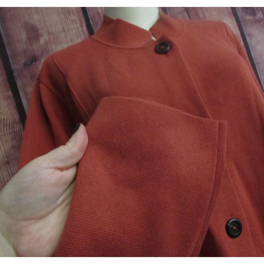 J.Jill Women's Double Knit Notched Collar Sweater Jacket Cinnabar 2X Fall Autumn - Picture 4 of 7
